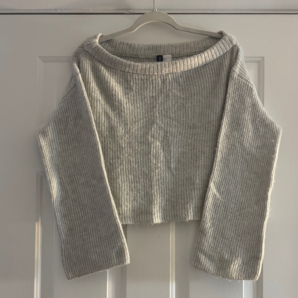 Divided Light Gray Ribbed Sweater
